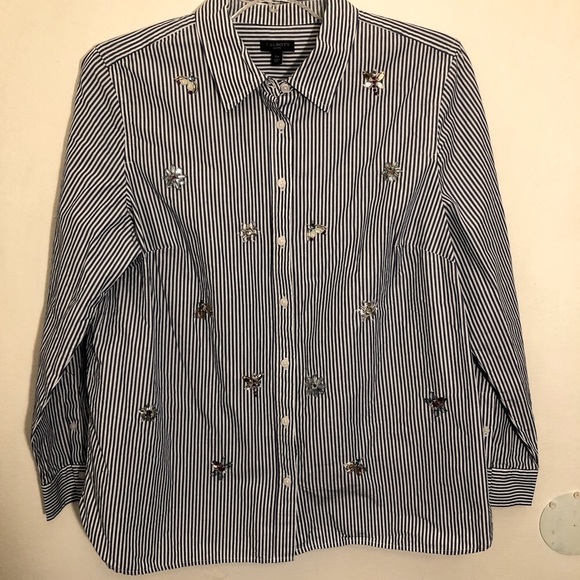 Talbots Jeweled shirt size Large petite - Picture 1 of 8